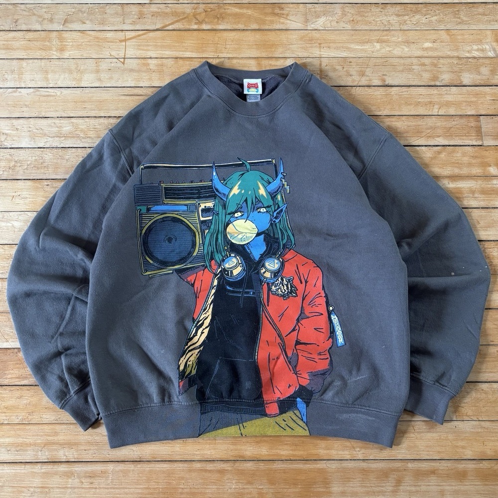 OMOCAT Radio Demon Crewneck Sweatshirt Sweater Size M Anime Japanese y2k RARE